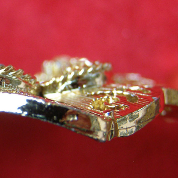 Vintage Art Deco CENTRAL Pendant w/Gemstones Gold - Picture 8 of 8